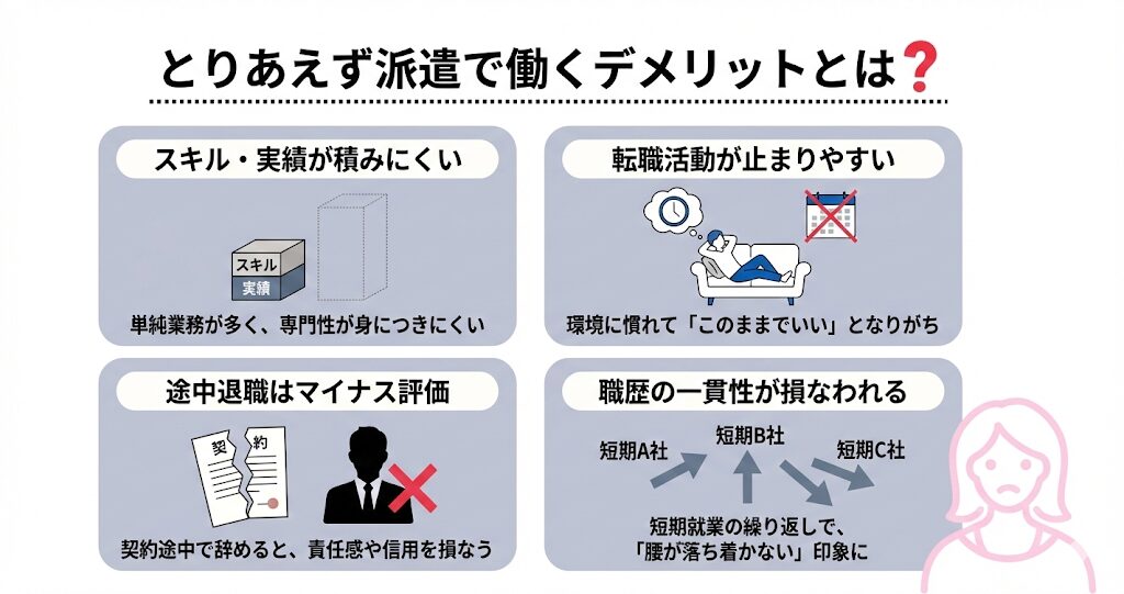 とりあえず派遣で働くデメリットとは？
